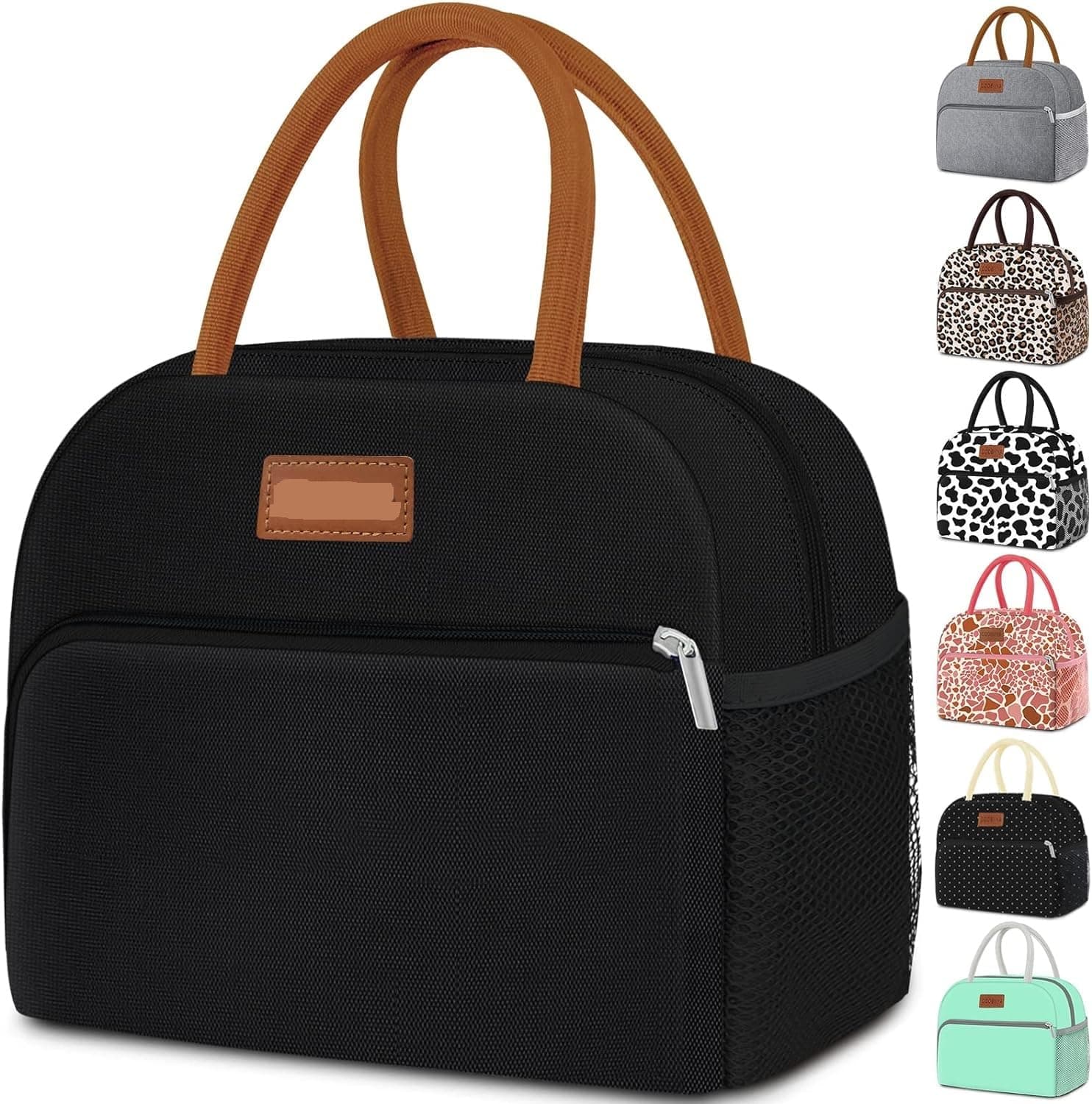 MARINE PEARL Insulated Lunch Bag, Leakproof Thermal Cooler Tote for Travel, Work, School, Picnic, Large Capacity, Black